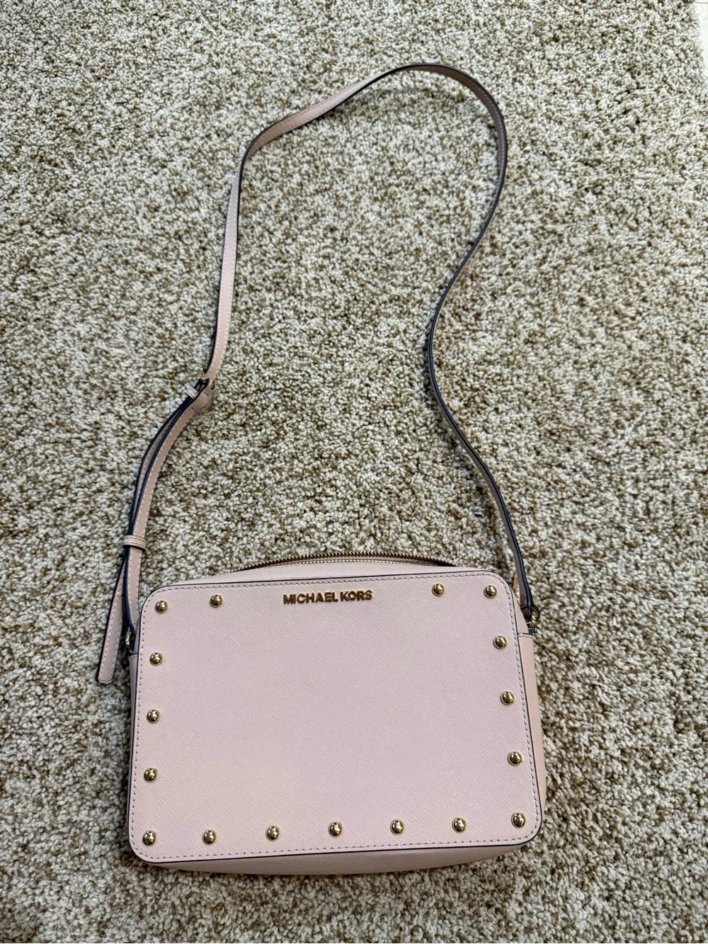Michael Kors Blush Pink Studded Crossbody Bag